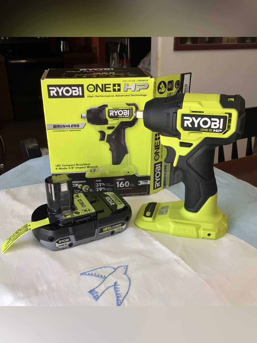 Ryobi ONE HP 18V Brushless 3/8" Impact Wrench & 2Ah High Performance Battery Kit